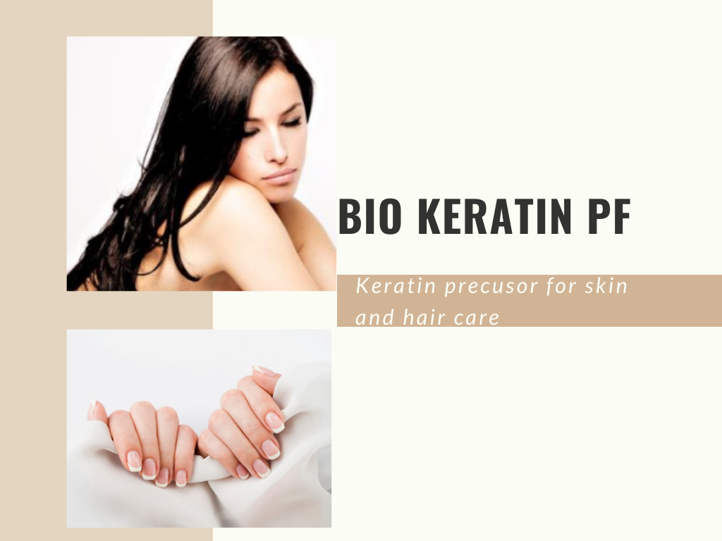 Bio Keratin PF โปรตีนเคราติน(Hydrolyzed Keratin)จากขนไก่ ซึมเข้าสู่เส้นผมได้ง่าย ช่วยปกป้องและฟื้นฟูเส้นผมให้แข็งแรง เงางาม 